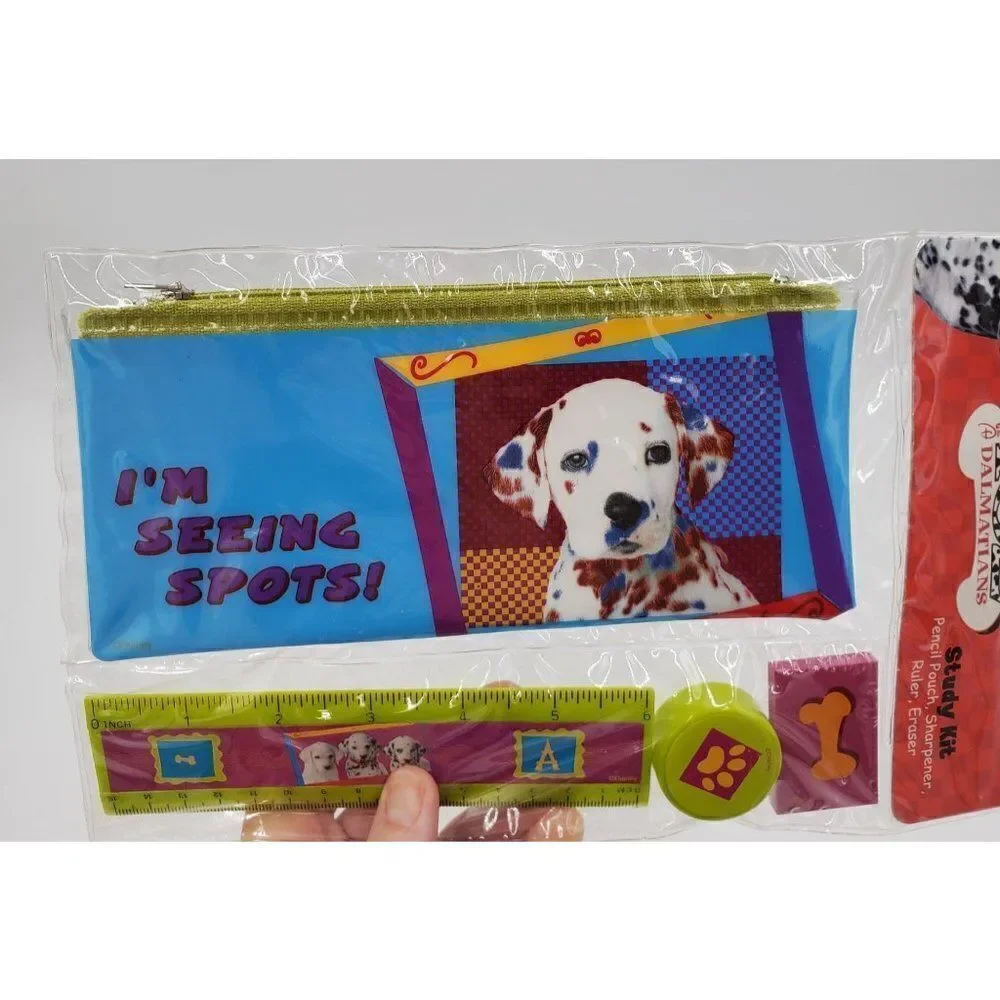 Disney's 101 Dalmatians Study Kit Pencil Pouch Sharpener Ruler Eraser